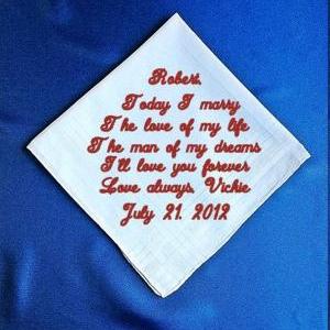 Bride To Groom Heirloom Embroidered, Personalized..