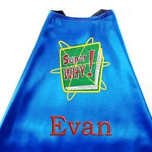 Kid's Cape, Embroidered Super Why..