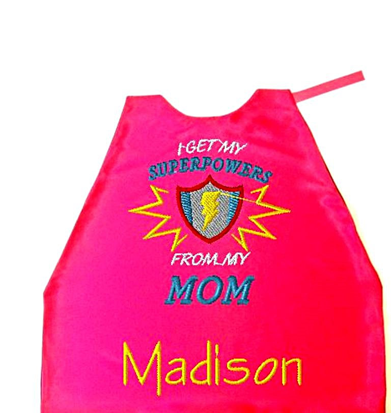 Girl's Cape, Embroidered Super Hero Personalized With Monogram Pink